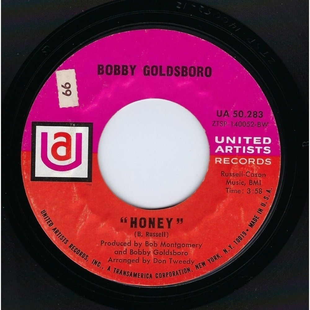 Bobby Goldsboro ‎Mono Vinyl 45 Honey / Danny on United Artists VG+ Rock